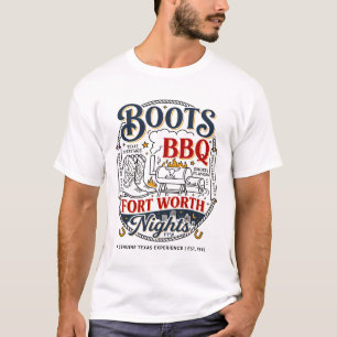 T-shirt Fort Worth Texas Nuit de Bottes et Barbecue