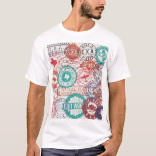 T-shirt Fort Worth Texas : timbres de voyage.