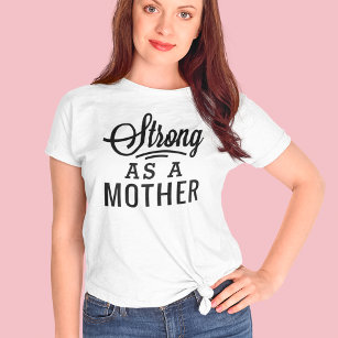 T-shirt Forte comme une mère Noir Script moderne