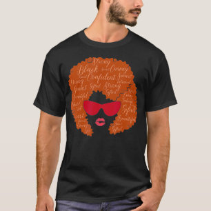 T-shirt Forte femme noire Afro Word Art Collage cheveux Me
