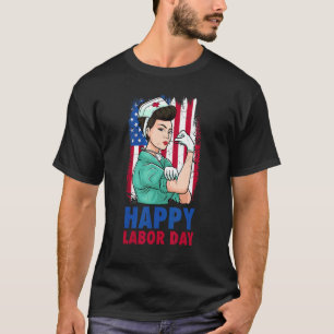 T-shirt Forte infirmière américaine drapeau Joyeuse fête d