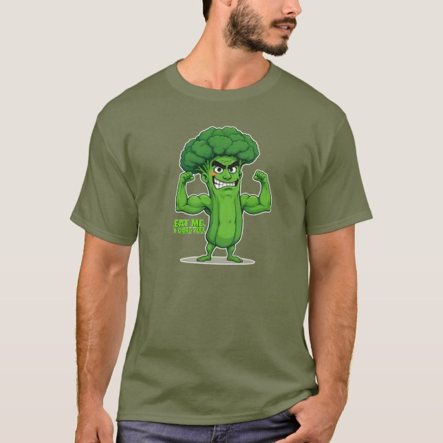 T-shirt Forte Légume Club-Flexing Broccoli Drôle Cartoon (Devant)