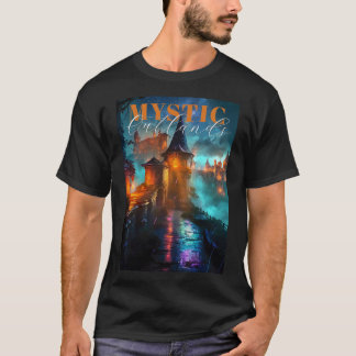 T-shirt Forteresse Cyberpunk Néon Ciel Nocturne Lumineux