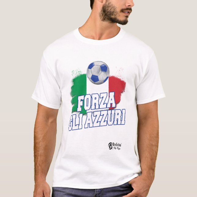 T-shirt Forza Gli Azzuri Version 1 Blanc (Devant)