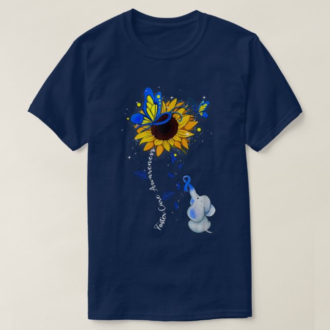 T-shirt Foster Care Awareness Sunflower Elephant Men Women (Design devant)