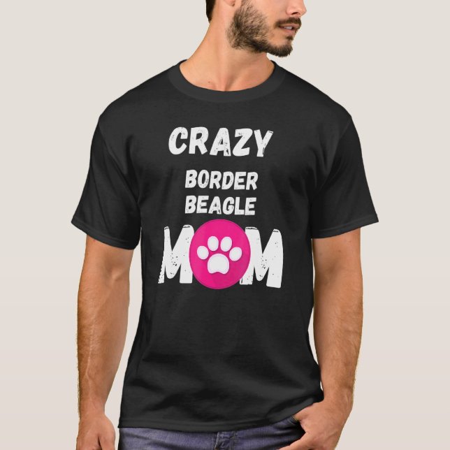 T-shirt Fou Beagle frontière maman chien (Devant)