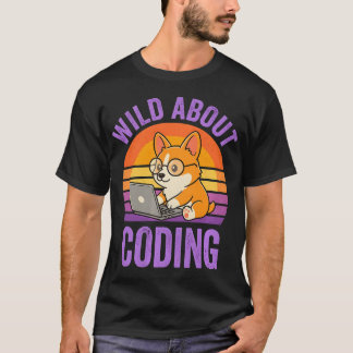 T-shirt Fou de codage drôle programmeur Corgi Chien