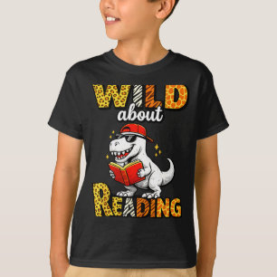 T-shirt Fou de lecture de livre de dinosaure garçon amateu