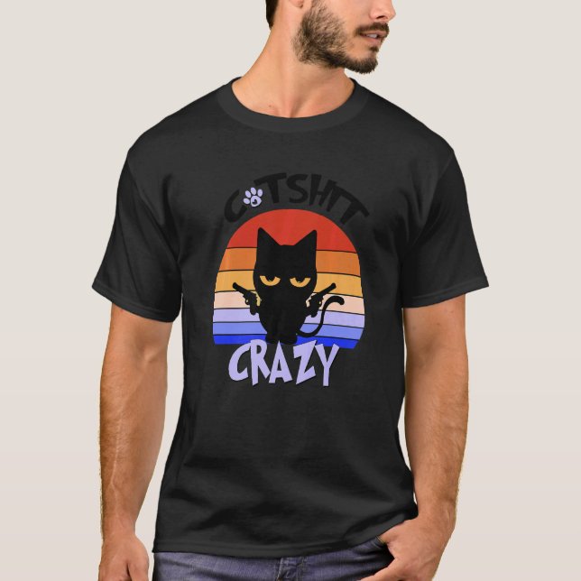 T-shirt Fou de merde Chat Debout à l'aube Chat   1 (Devant)