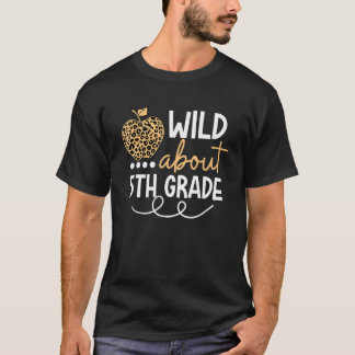 T-shirt Fou de professeur de 5e année léopard retour à l'é