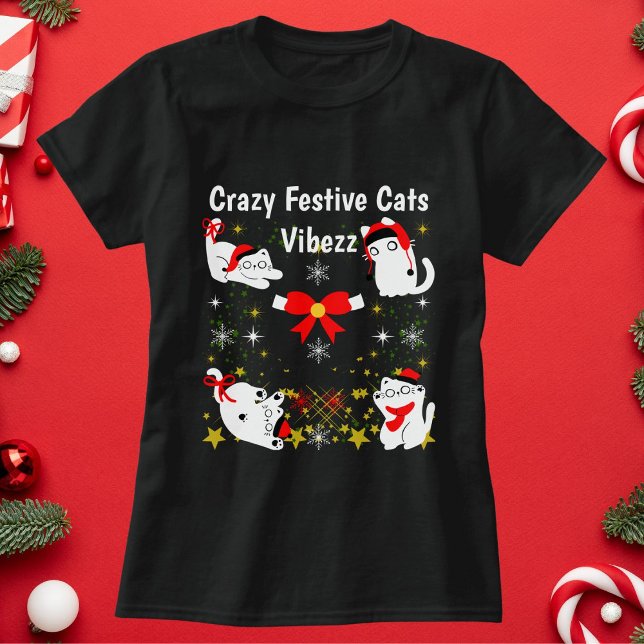 T-shirt Fou Festif Chats Funny Noël Personnalisé (Créateur téléchargé)