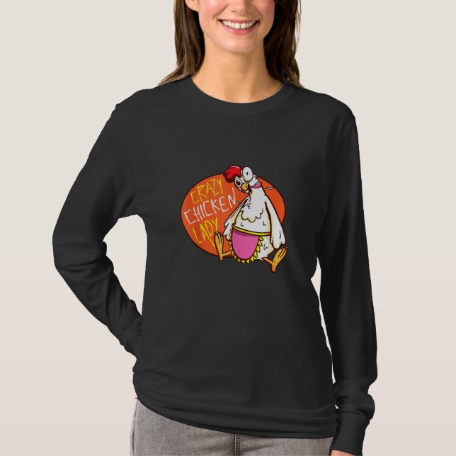 T-shirt Fou Lady Poulet Mama Hen Maman Lover Farmer (Devant)