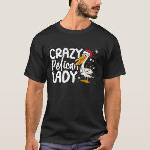 T-shirt Fou Pélican Lady Funny Feux Noël Lumières Père Noë
