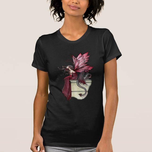 T-shirt Fougueuse Ruby Gothique Rouge Fée et Dragon (Devant)