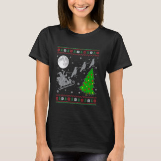 T-shirt Foule Crow Xmas Éclairage arbre Père Noël équitati
