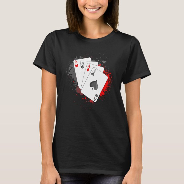T-shirt Four Aces Poker Card Casino Texas Holdem Tournamen (Devant)