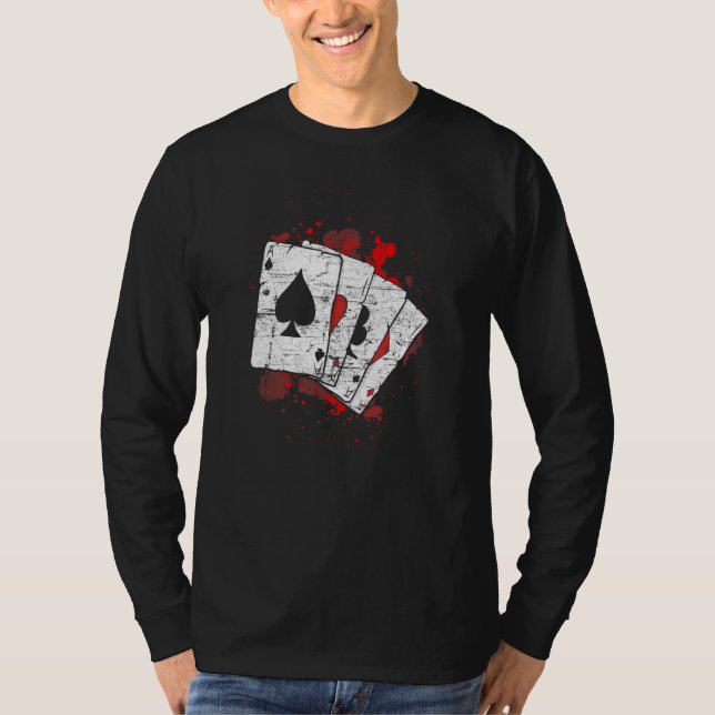 T-shirt Four Aces Poker Jouer Cartes Casino Texas Holdem (Devant)