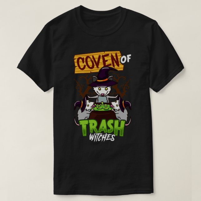 T-shirt Four De Sorcières À Trash Halloween Opossum (Design devant)