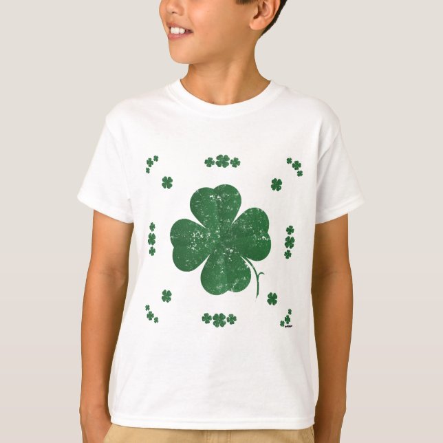 T-shirt Four Leaf Clovers - style vintage (Devant)
