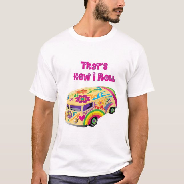 T-shirt fourgon hippie rétro  comment je roule (Devant)