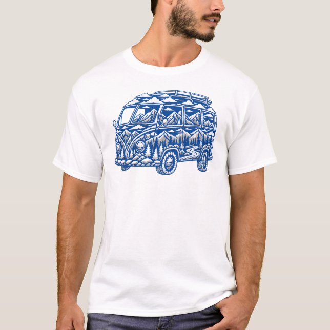 T-shirt Fourgonnette de camping vintage montagne (Devant)