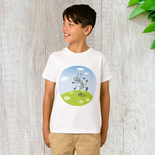 T-shirt Fourmi dansante sur l'herbe avec des fleurs (Créateur téléchargé)