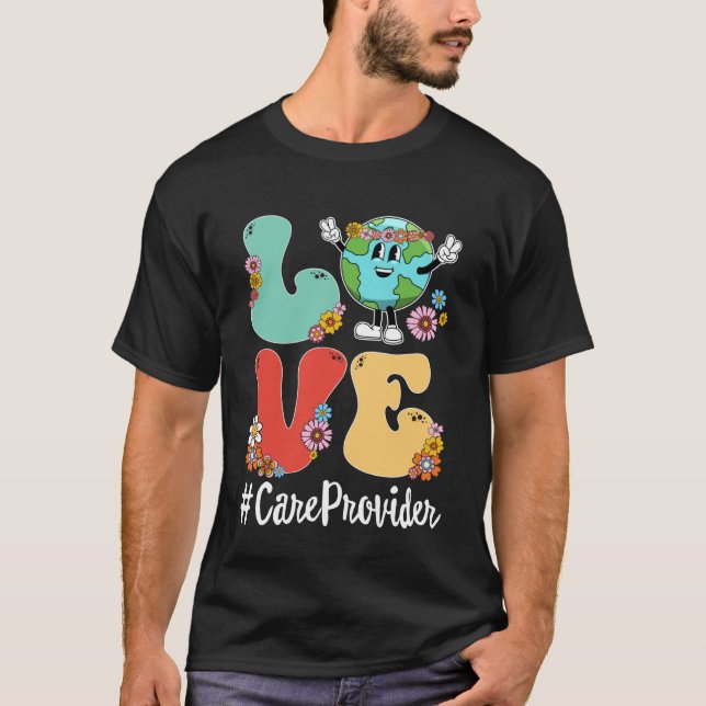 T-shirt Fournisseur de soins Retro Love World Jour des ter (Devant)