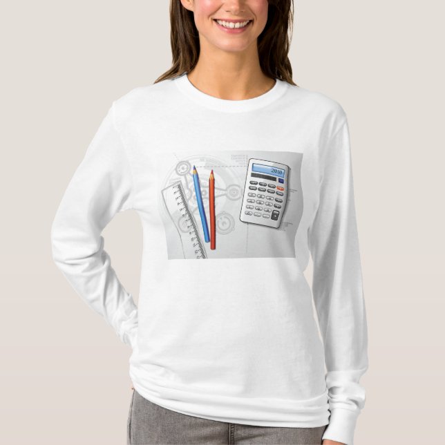 T-shirt Fournitures de bureau de dessin technique (Devant)