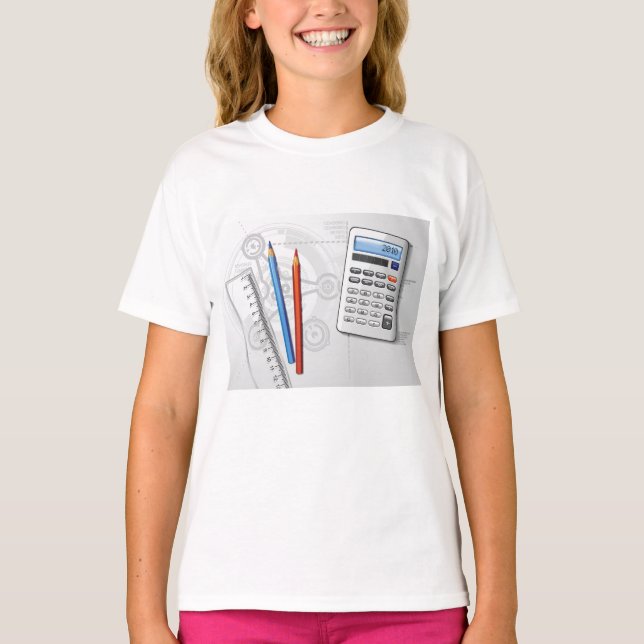 T-shirt Fournitures de bureau de dessin technique (Devant)