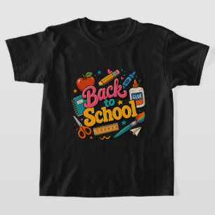 T-shirt Fournitures de rentrée scolaire en dessin animé