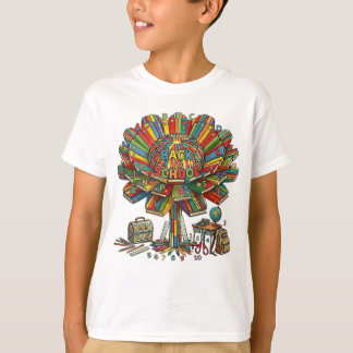 T-shirt Fournitures scolaires enfants élémentaire fleur en