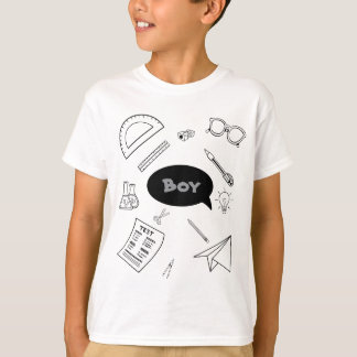 T-shirt Fournitures scolaires mignonnes Doodle garçon