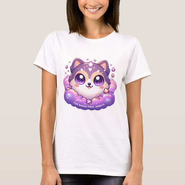 T-shirt Fourrure Bébé d'abord toujours mignon Kawaii Pet L (Devant)