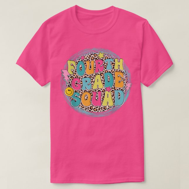 T-shirt Fourth Grade Squad Back To School Leopard Boys Gir (Design devant)