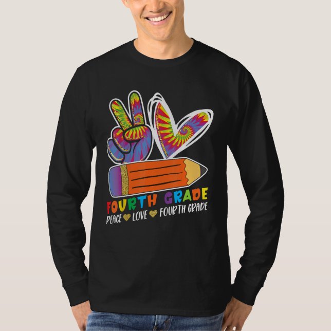 T-shirt Fourth Grade Teacher Student Peace Love Back to Sc (Devant)