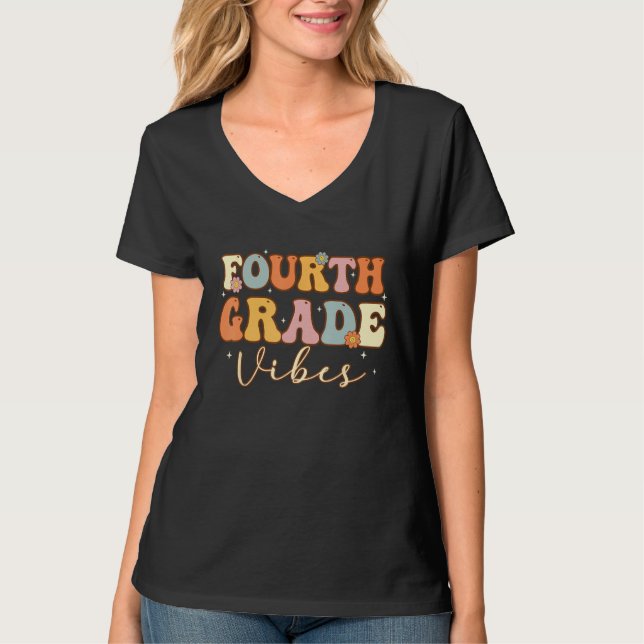 T-shirt Fourth Grade Vibes  4th Grade Team Retro 1st Day o (Devant)