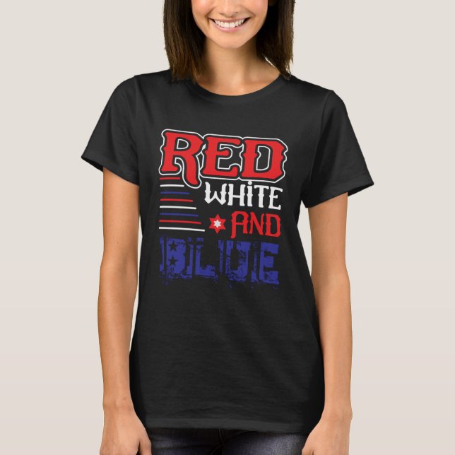 T-shirt Fourth of July 4th of July Red White and Blue (Devant)