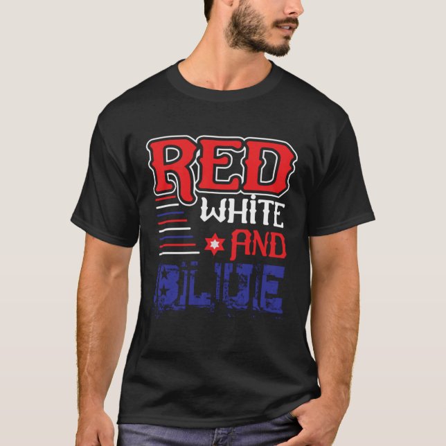 T-shirt Fourth of July 4th of July Red White and Blue (Devant)