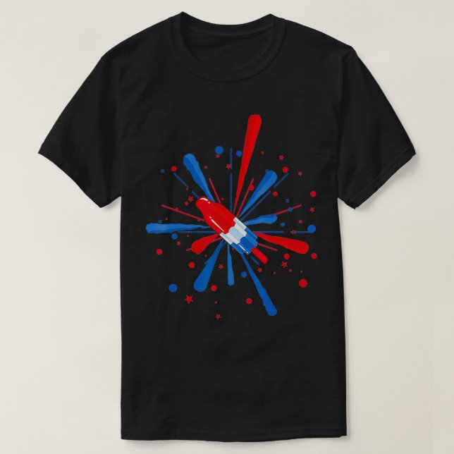 T-shirt Fourth of July Fireworks Popsicle  (Design devant)