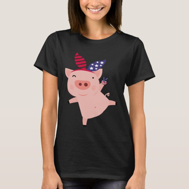 T-shirt Fourth of July Pig (Devant)