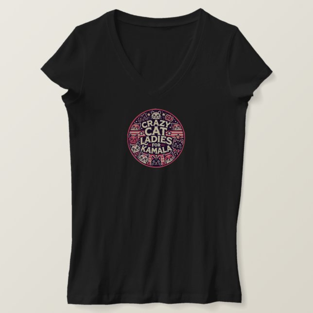 T-shirt Fous les dames de chat pour Kamala ! (Design devant)