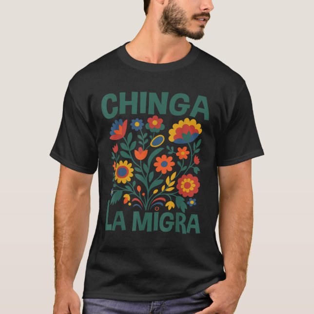 T-shirt Foutre La Migra Fleurs Rétro  (Devant)