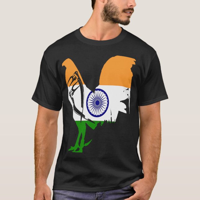 T-shirt Fowl Inde Drapeau indien coq de gaff coq Gamefowl (Devant)