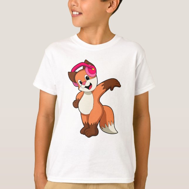 T-shirt Fox à la musique avec casque (Devant)