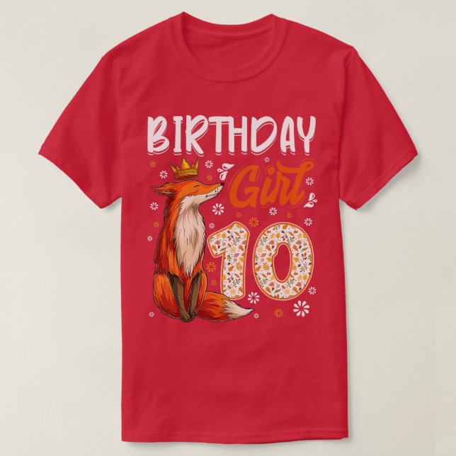 T-shirt Fox Animal Lovers 10th Birthday Girl Fox Bday 10 y (Design devant)