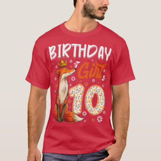 T-shirt Fox Animal Lovers 10th Birthday Girl Fox Bday 10 y
