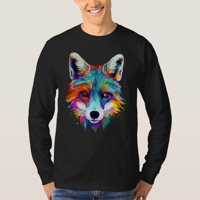 T-shirt Fox - Animal Motif Art Colourful Animal Fox (Devant)