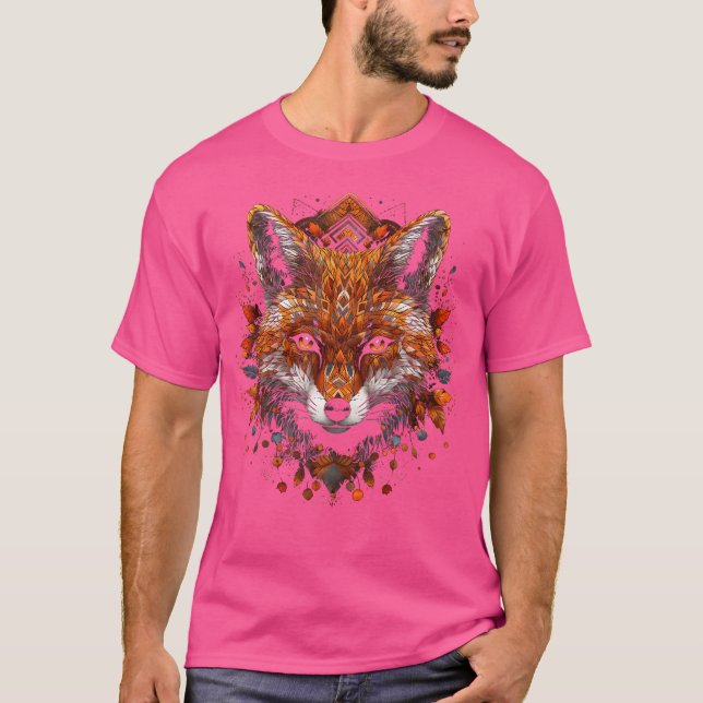 T-shirt Fox Art Feuilles d'automne Art Animal Fox (Devant)