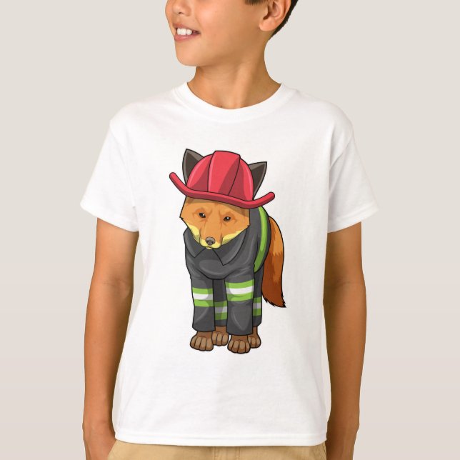T-shirt Fox as Firefighter avec Helmet (Devant)