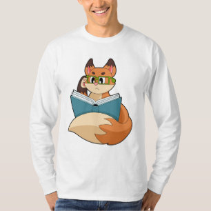 T-shirt Fox as nerd with Book & Glasses